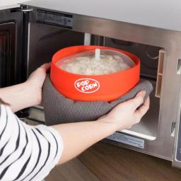 Chef Buddy Red Silicone Microwave Popcorn Popper Bowl, 80 oz Collapsible Design thumbnail 6