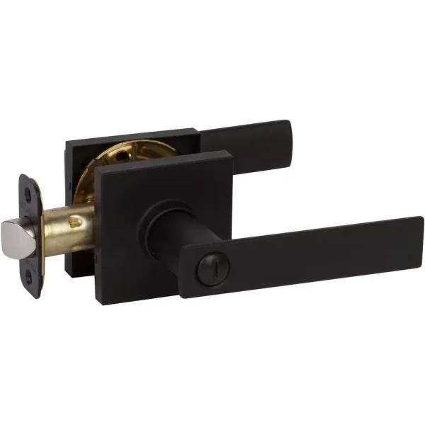Delaney HK Series Black Contemporary Straight Privacy Door Lever - Modern Interior Lock