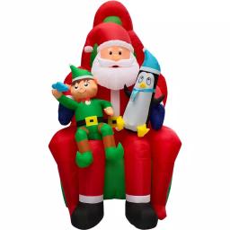 Fraser Hill Farm 10 ft. Pre-Lit Santa, Elf and Penguin Christmas Inflatable thumbnail 8