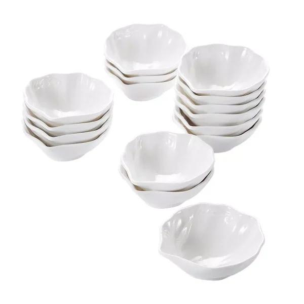 MALACASA 3.5 in. White Porcelain Ramekins Set, 16-Piece Ceramic Souffle Dishes and Serving Bowls