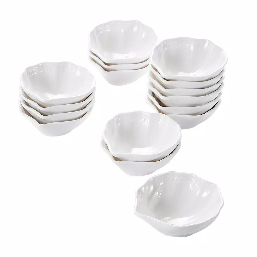 MALACASA 3.5 in. White Porcelain Ramekins Set, 16-Piece Ceramic Souffle Dishes and Serving Bowls