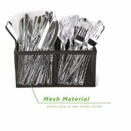 Mind Reader 4-Section Black Mesh Cutlery Caddy, Stainless Steel Flatware Organizer for Countertops thumbnail 5