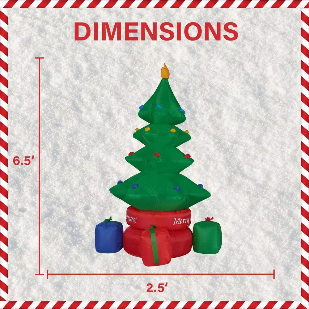 Fraser Hill Farm 6.5 ft. Animated Rotating Christmas Tree Inflatable with White Lights