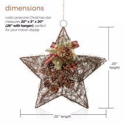 Alpine Corporation 20 in. Rustic Pinecone Christmas Star Hanging Decor thumbnail 3
