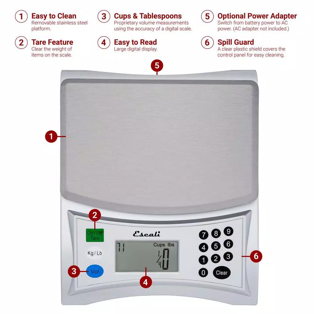 Escali Pana Digital Food Scale with Volume Measurement Mode