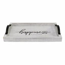 Stratton Home Decor Happiness is Homemade Wood Serving Tray with Metal Handles thumbnail 2