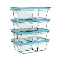 Classic Cuisine 8-Piece Borosilicate Glass Food Storage Container Set with Leak-Resistant Snap Lids thumbnail 1
