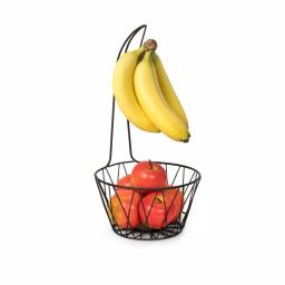 Spectrum Paxton Fruit Tree Steel Banana Stand and Fruit Bowl, Black thumbnail 3
