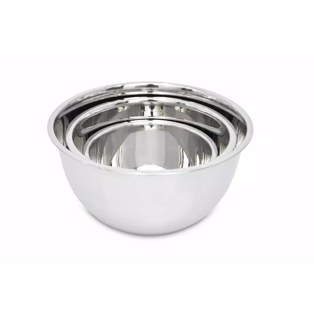 Unbranded 3-Piece Stainless Steel Mixing Bowl Set, 5.2 Qt, 3.25 Qt, 1.25 Qt