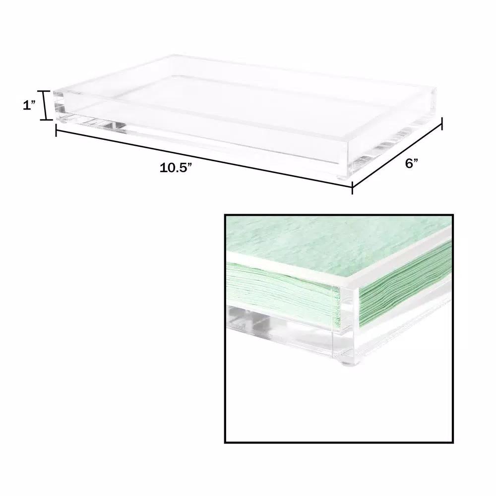 Lavish Home Minimalist Clear Acrylic Catch-All Decorative Tray, Rectangular Valet Tray