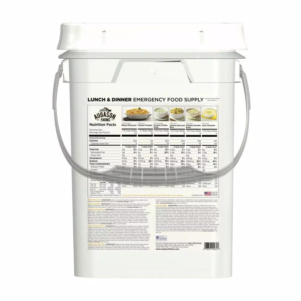 Augason Farms 4 Gal. Lunch and Dinner Variety Emergency Food Supply Pail - 92 Servings