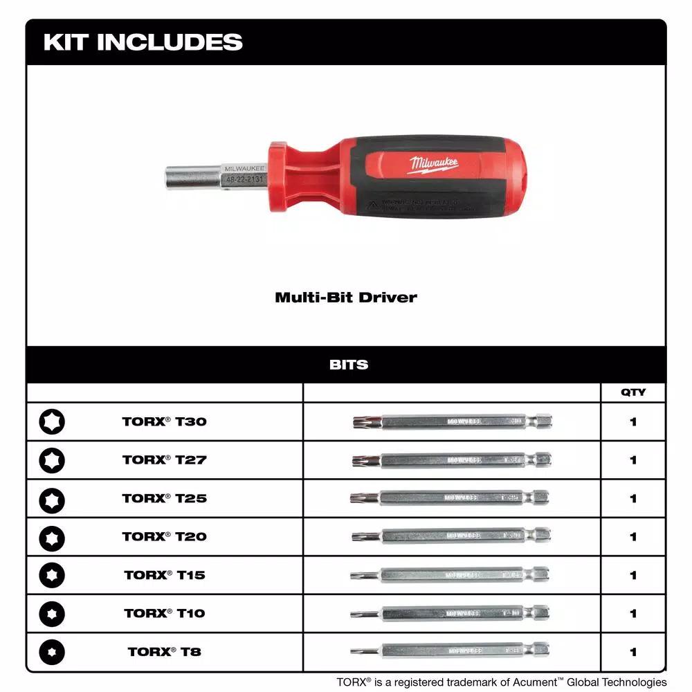 Milwaukee 9-in-1 TORX Key Drive Multi-Bit Screwdriver Set