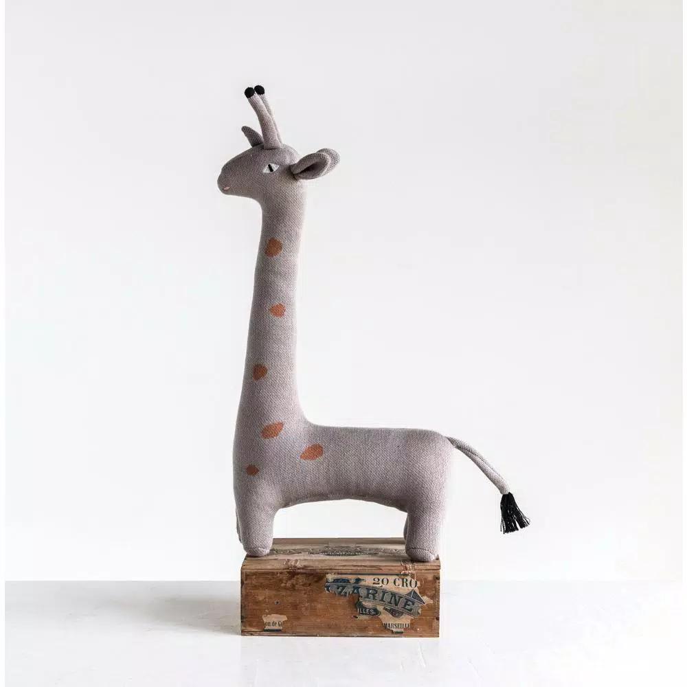 3R Studios Grey and Orange Giraffe Shaped Novelty Throw Pillow, 13 x 22 in.