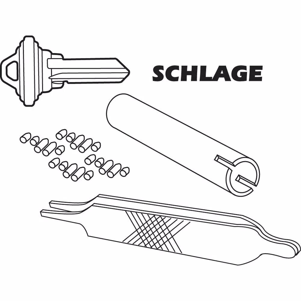Prime-Line Re-Key A Lock Kit for Schlage Type C, 5-Pin Tumbler Set with 3 Pre-cut Keys