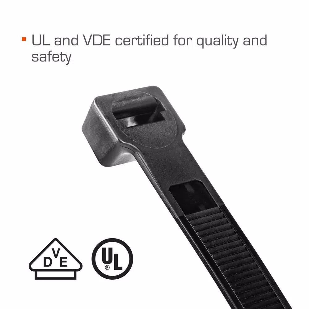 TR Industrial 8.9 in. Ultra Heavy-Duty UV Resistant Cable Ties, 250 lb. Tensile Strength (50-Pack)