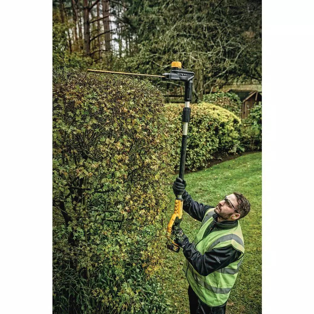 DEWALT 20V MAX Cordless Pole Hedge Trimmer Kit with 4.0Ah Battery, Charger, Sheath and Shoulder Strap