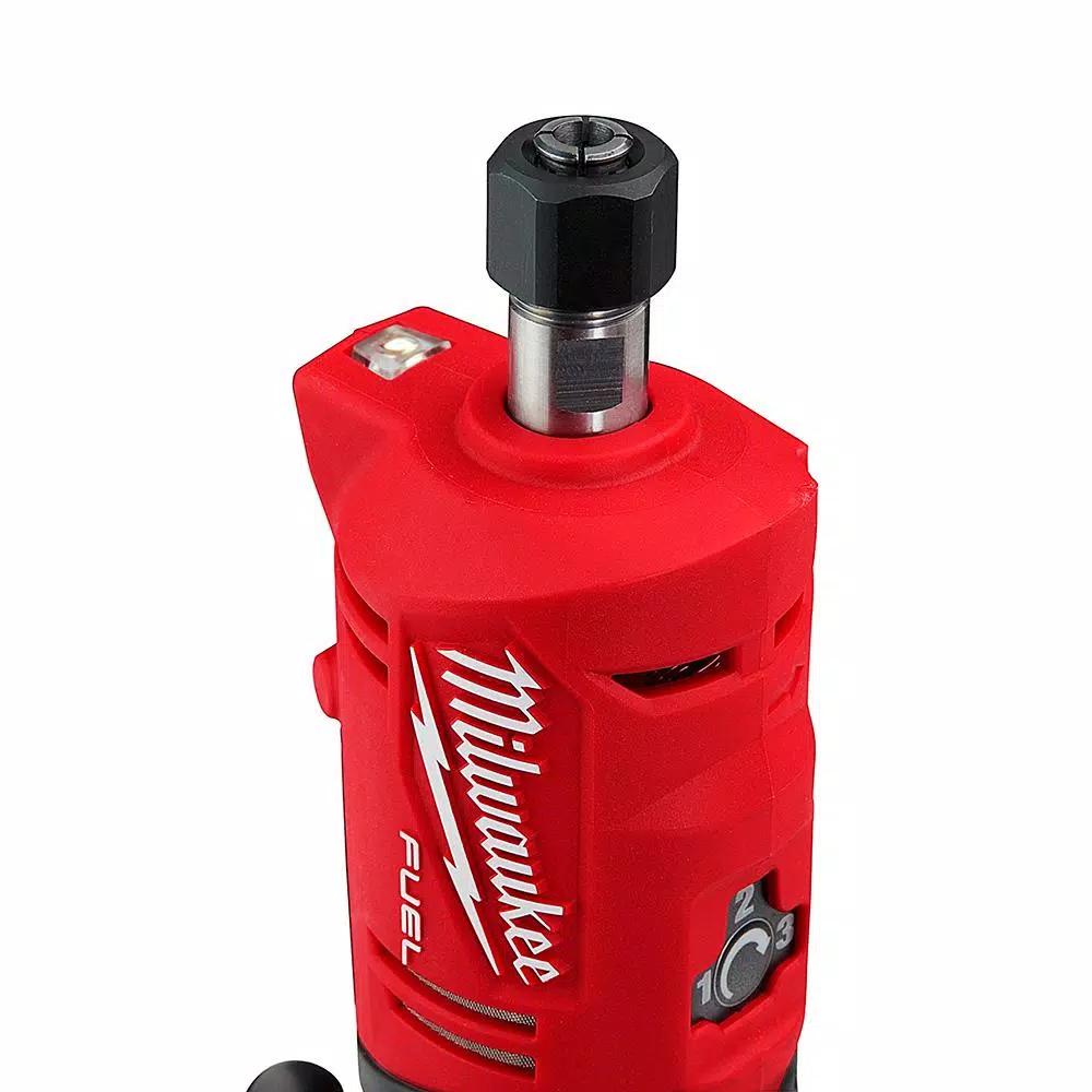 Milwaukee M12 FUEL 1/4 in. Brushless Cordless Straight Die Grinder Kit with Two 2.0 Ah Batteries