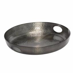 Honey-Can-Do Black Glossy Hammered Aluminum 16 in. Round Serving Tray with Handles thumbnail 1
