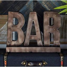 LITTON LANE Gray Bar Marquee LED Lighted Sign - Industrial Gunmetal Gray Metal Tabletop Decor thumbnail 2