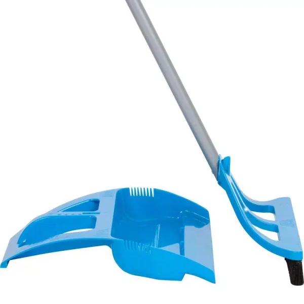 WISP 3-Piece Broom and Dustpan Set with Telescoping Handle and Bristle Seal Technology - Blue