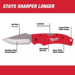 Milwaukee 3 in. Lockback Pocket Knife with Stainless Steel Blade thumbnail 2