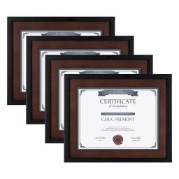 DesignOvation LeMans 8.5 x 11 in. Black and Walnut Brown Document Picture Frame Set, Set of 4 thumbnail 1