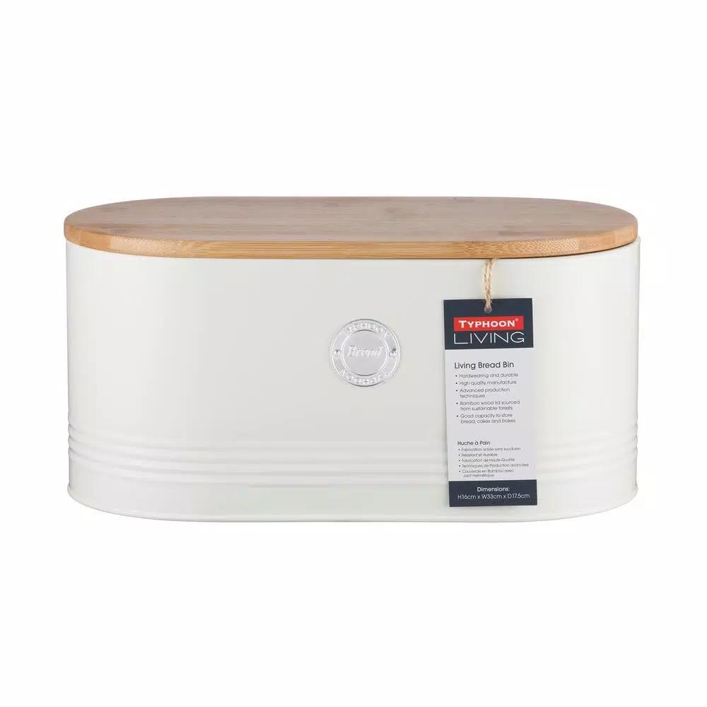 Typhoon Living Cream 7.7 Qt. Bread Bin with Sustainable Bamboo Lid