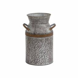 LITTON LANE 14 in. Gray Galvanized Tin Decorative Milk Can with Rust Band Handles thumbnail 2