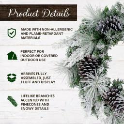 Fraser Hill Farm 24 in. Artificial Christmas Wreath with Oversized Pinecones and Flocked Snow thumbnail 3