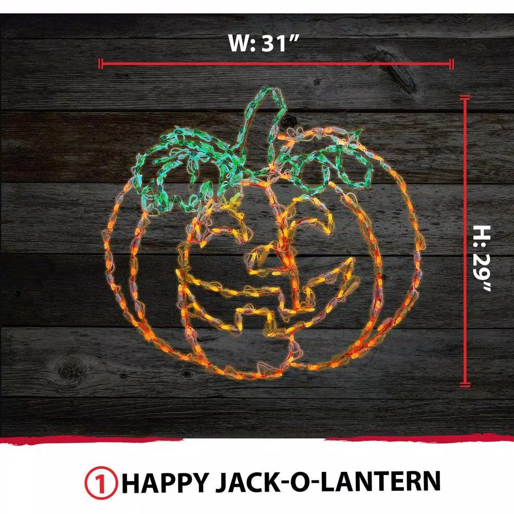 Haunted Hill Farm Happy Jack-O-Lantern LED Halloween Light, Indoor/Outdoor Pumpkin Decor
