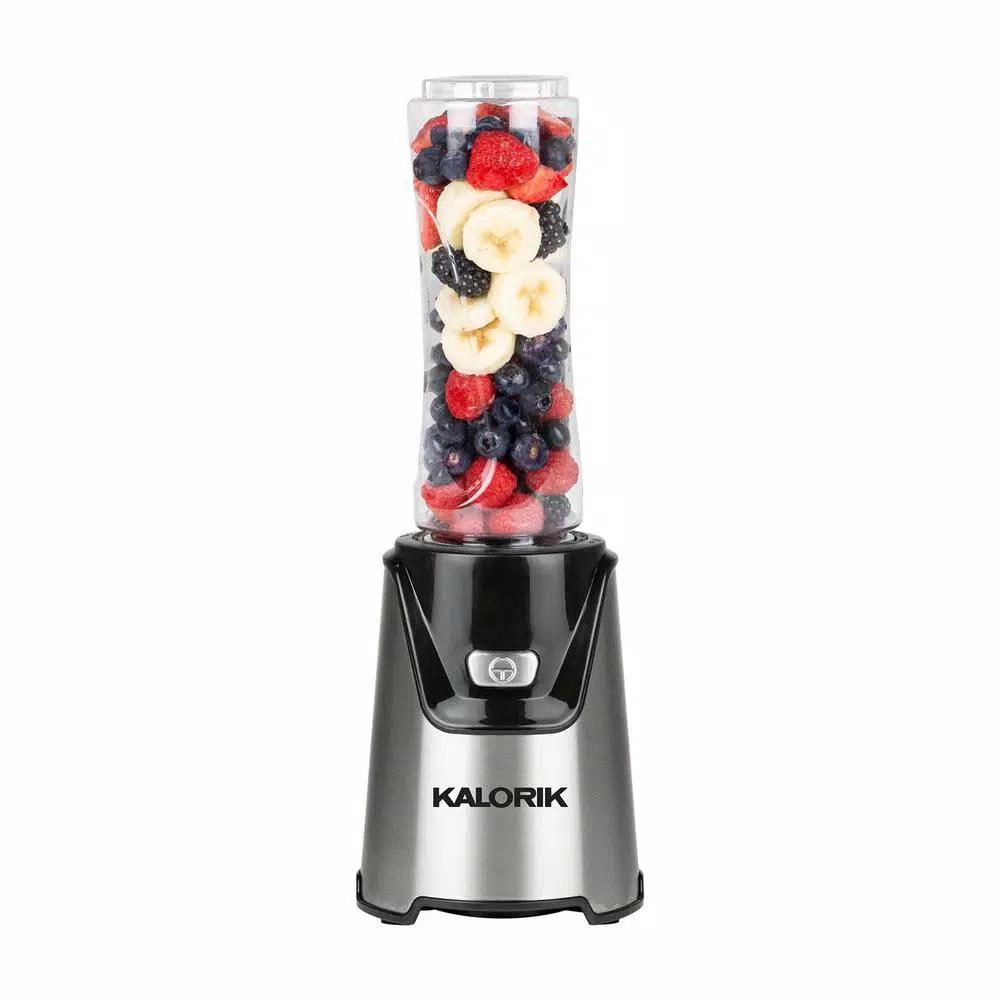 Kalorik Personal Blender, 400-Watt Single Speed Stainless Steel Blender with 2 Tritan 20 oz. Bottles