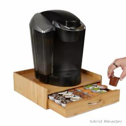 Mind Reader 32-Capacity Bamboo Brown K-Cup Storage Drawer with Lip Panel for Keurig thumbnail 2