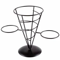 Creative Home Black Iron Wire French Fry Holder Set with 2 Ceramic Ramekins for Dipping Sauce thumbnail 1