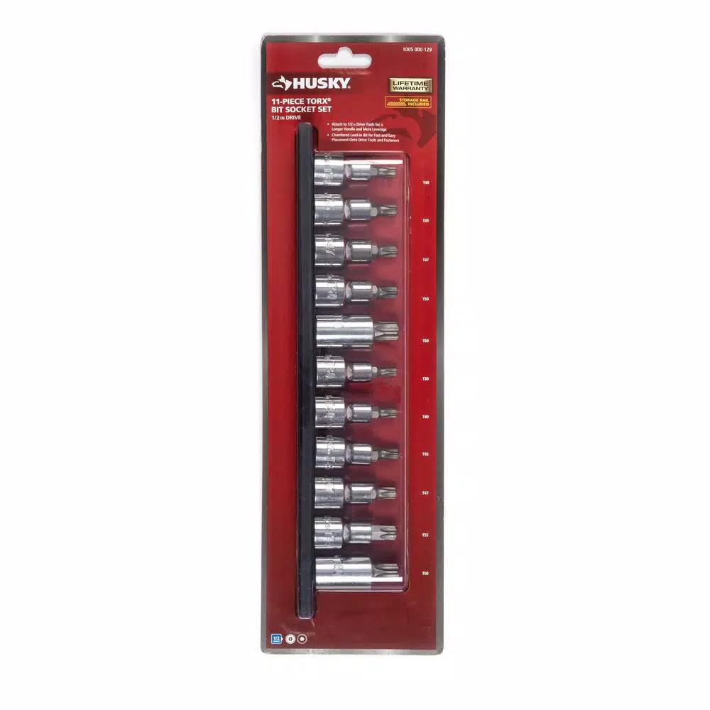 Husky 1/2 in. Drive Torx and Tamper-Proof Torx Bit Socket Set, 11-Piece
