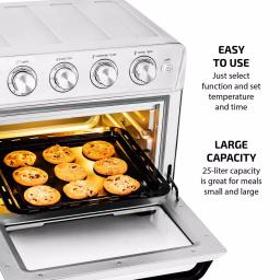 Ovente 1700W Stainless Steel Multi-Function Air Fryer Rotisserie Convection Oven & Dehydrator, 25L thumbnail 4