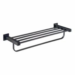 Glacier Bay Farrington 21 in. Wall Mount Towel Rack with Shelf and Bar, Matte Black thumbnail 1