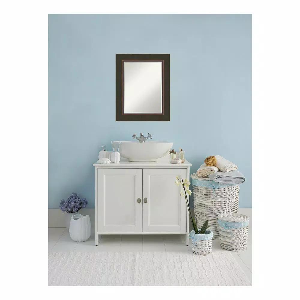 Amanti Art Milano 25 in. W x 31 in. H Rectangular Beveled Edge Bathroom Vanity Mirror, Dark Bronze