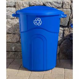 United Solutions 32 Gal. Blue Outdoor Recycling Bin with Snap Fit Lid thumbnail 3