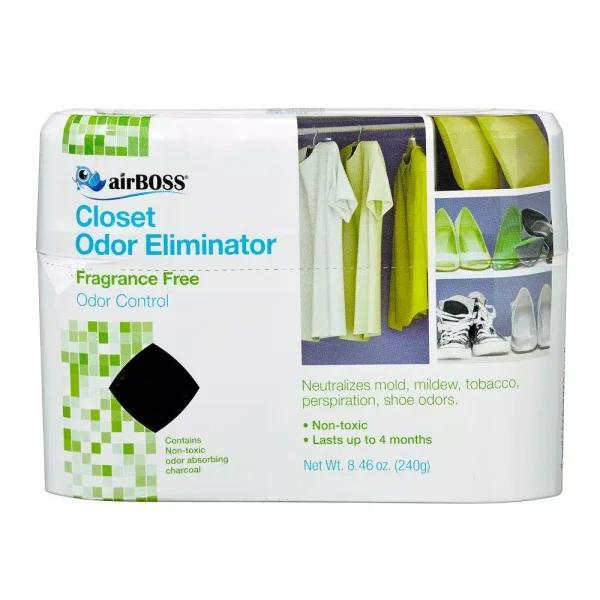 airBOSS Closet Odor Eliminator with Activated Charcoal, Fragrance Free, 8.46 oz (3-Pack)