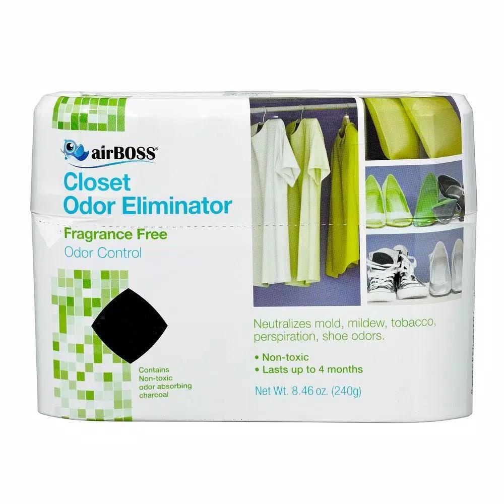 airBOSS Closet Odor Eliminator with Activated Charcoal, Fragrance Free, 8.46 oz (3-Pack)