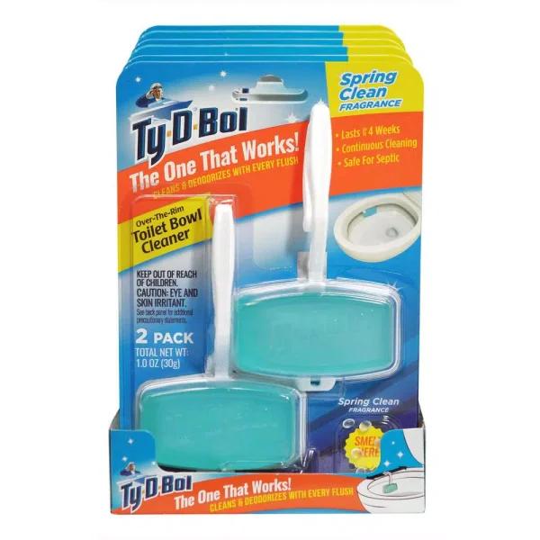 Ty-D-Bol 1 That Works Spring Clean Fragrance Toilet Bowl Cleaning Gel Rim Hangers, 6-Pack