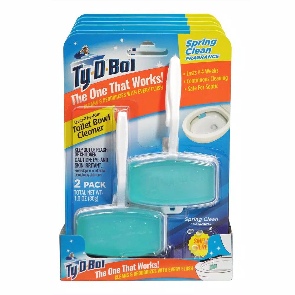 Ty-D-Bol 1 That Works Spring Clean Fragrance Toilet Bowl Cleaning Gel Rim Hangers, 6-Pack