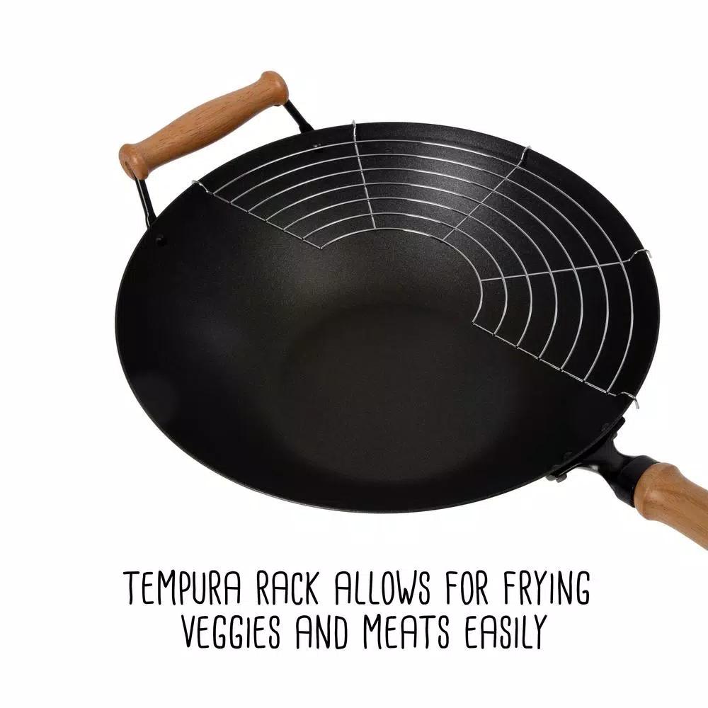 Honey-Can-Do Joyce Chen 10-Piece Carbon Steel Non-Stick Wok Set with Bamboo Accessories