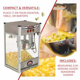 Funtime Palace Popper 8 oz. Hot Oil Kettle Popcorn Machine, Stainless Steel Countertop Popper thumbnail 5