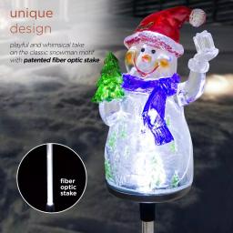 Alpine Corporation Solar Snowman Garden Stakes with Fiber Optic LED Lights, Set of 2 thumbnail 5