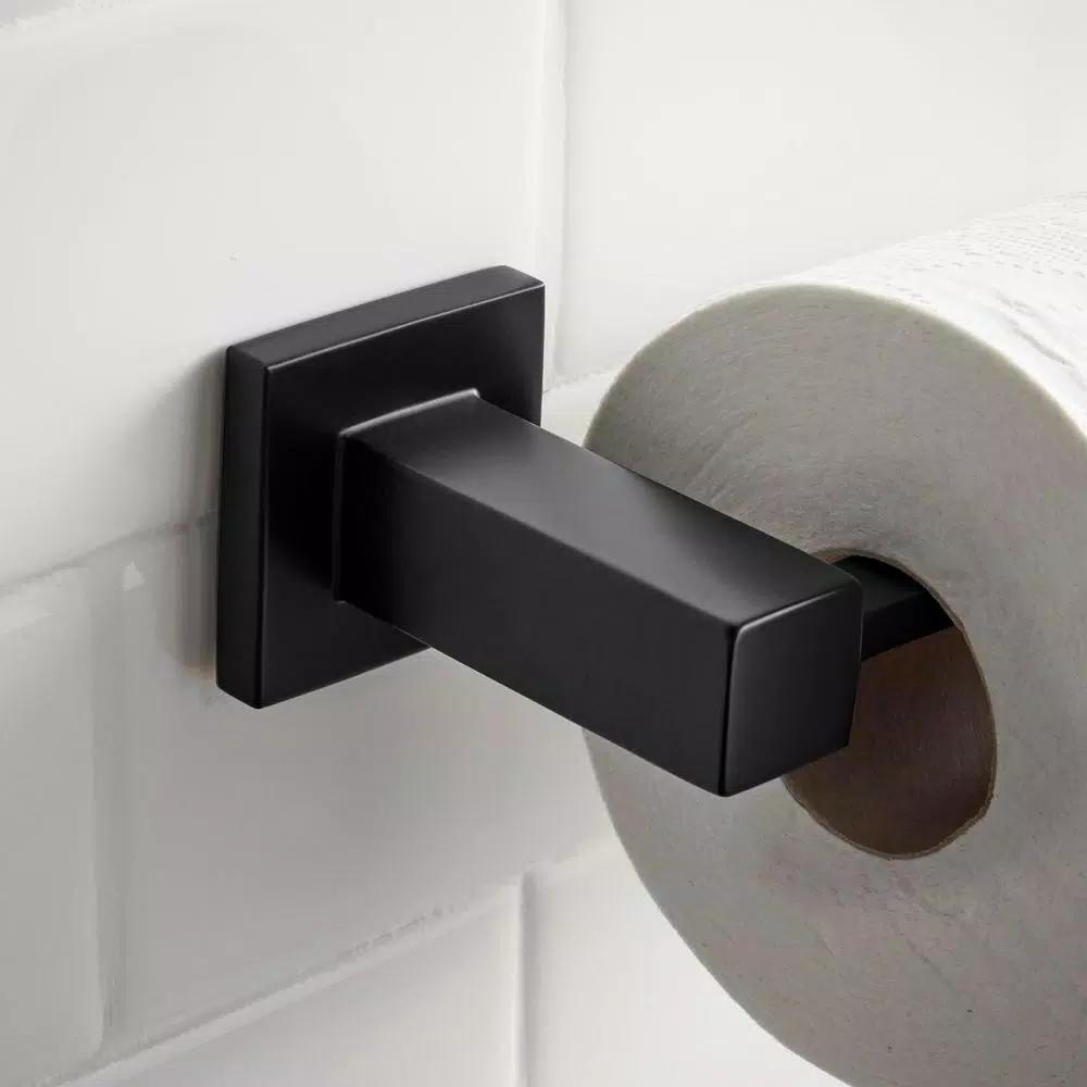 Glacier Bay Farrington Single-Post Toilet Paper Holder, Matte Black