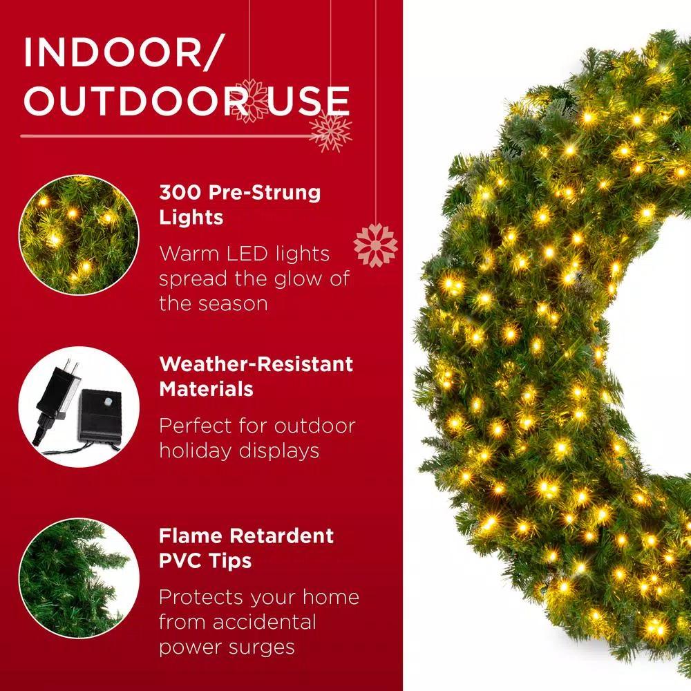 Best Choice Products 60 in. Pre-Lit LED Spruce Artificial Christmas Wreath with 300 Warm White Lights