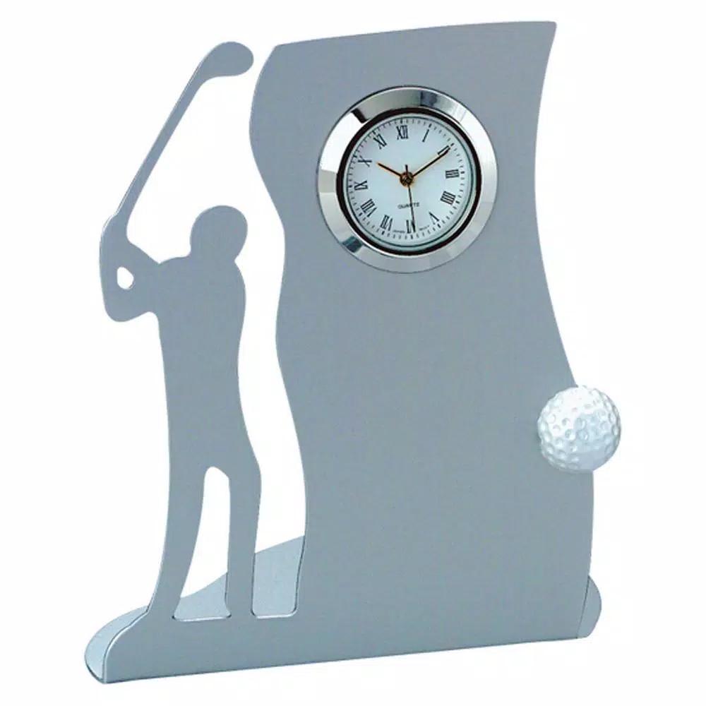 Visol Chrome Drive Golf Themed Metal Desktop Clock
