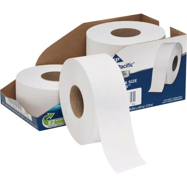 Scotts JRT 1-Ply White Jumbo Roll Commercial Toilet Paper, 12 Rolls Per Carton