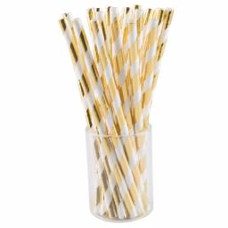 Sugar Plum Party SugarPum Boho Collection 50-Piece Glam Gold and White Assorted Disposable Paper Straws thumbnail 2